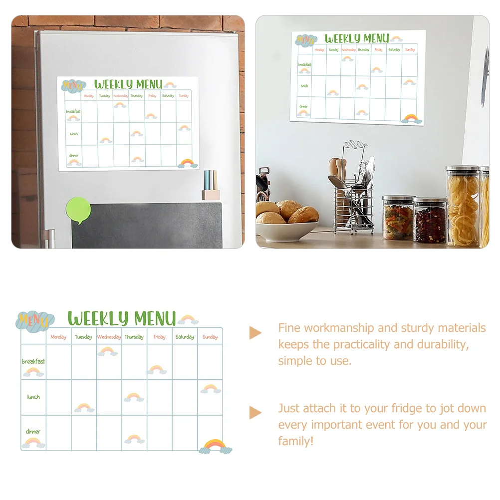 مخطط الوجبات الأسبوعي، لوحة قائمة الثلاجة المغناطيسية للثلاجة ذات المسح الجاف للسبورة البيضاء PVC #2