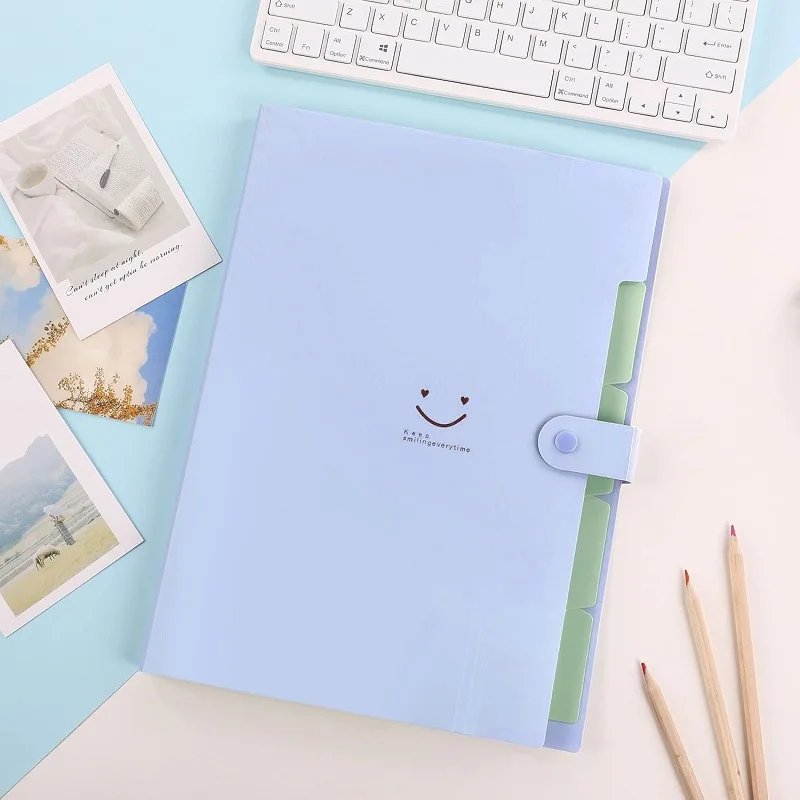 A4 Organ Folder 5 Layers Macaron Colors File Manager Storage Simple Folder for Student School and Office Stationery Supplies