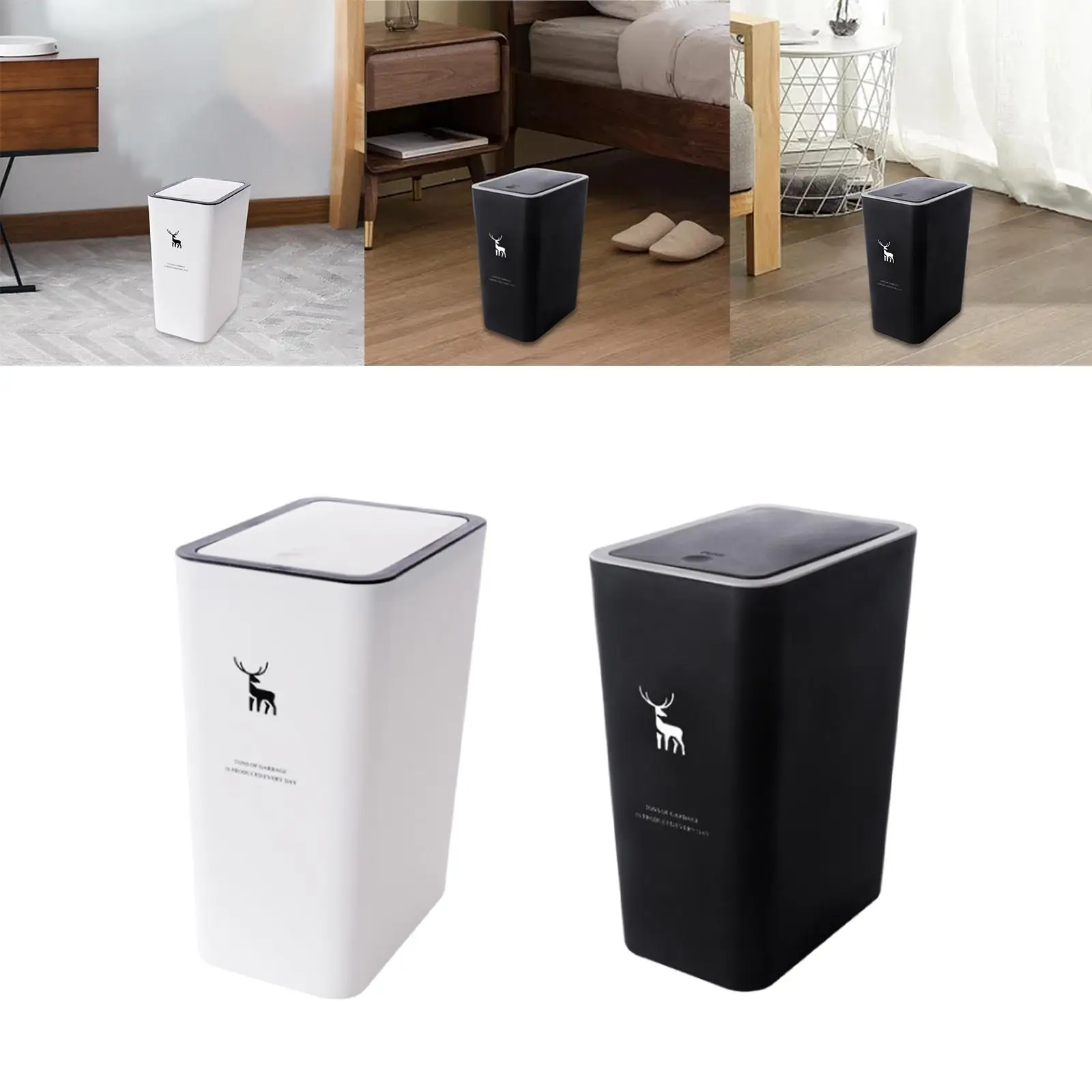 Garbage Can Multifunction Press Type Save Space Garbage Bin Garbage Storage Bin for Kitchen Outdoor Bathroom Toilet Door