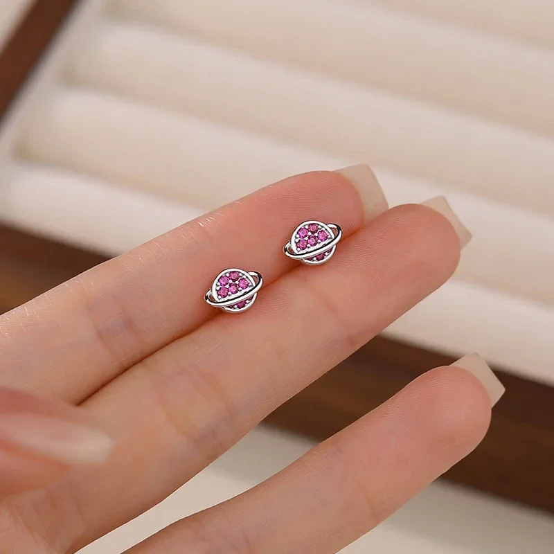 Anting-anting kancing Mini perak murni 925 asli zirkon bulan bintang untuk wanita minimalis romantis aksesoris perhiasan halus di musim panas