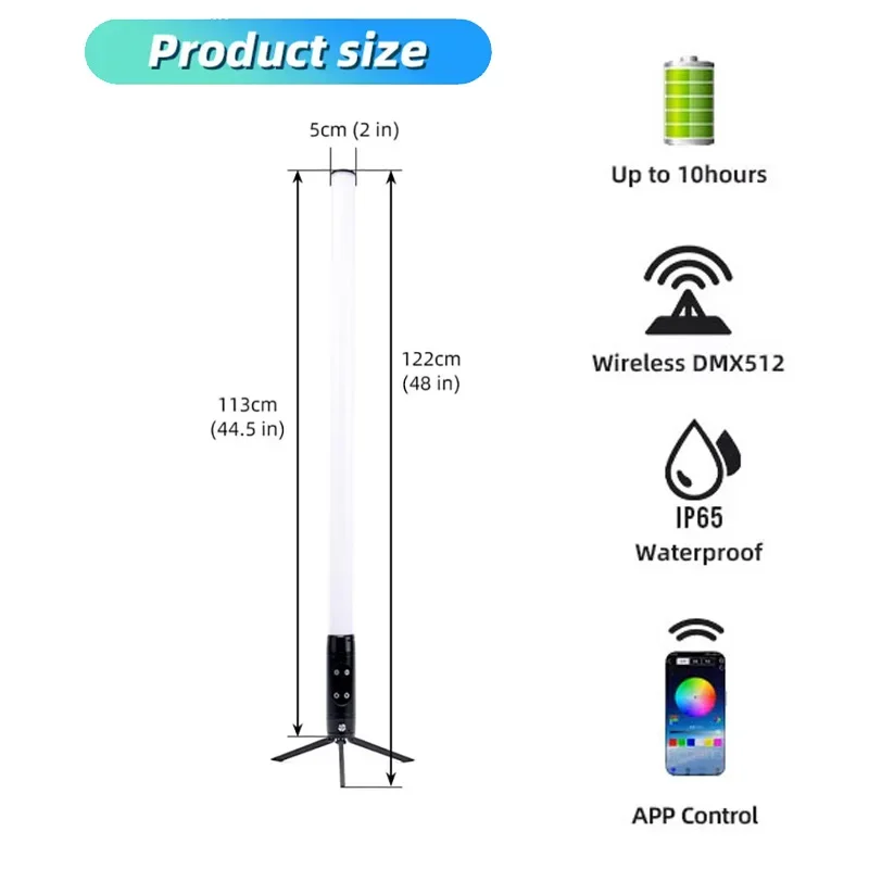 Waterproof IP65 360 Tubes PIXEL Uplights Battery Wireless LED Uplight DMX Wifi Control Both Stick Club Light For Dj Party Event