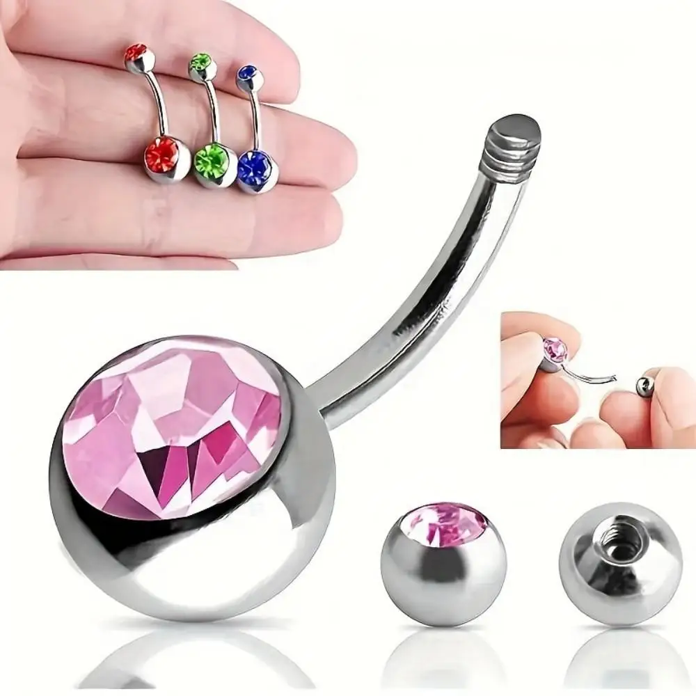 30pcs Navel Rings Fashion Punk Colorful Navel Studs Set Colorful Combination Stainless Steel with Rhinestone Inlay Y2K