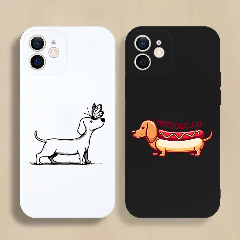 

Cute Sausage Dog Dachshund Phone Case For iPhone 16 15 14 13 12 11 Pro Max Mini X XS SE 7 Plus 16E Shockproof Soft Cover Fundas