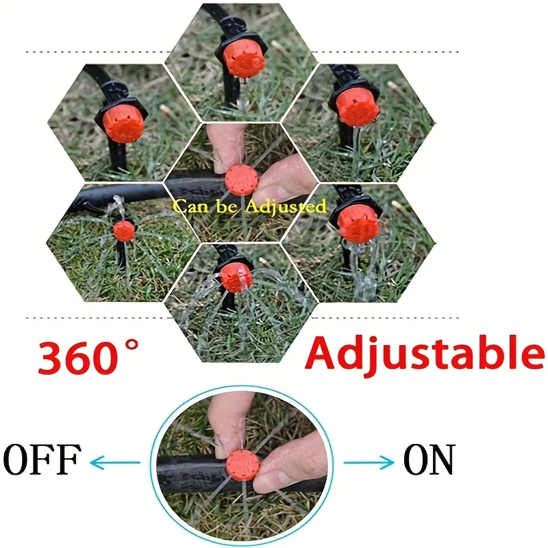 80pcs 360° Adjustable Irrigation Drip Nozzles For Watering Systems Garden Irrigation 1/4-Inch Drain Outlet Drip Nozzles