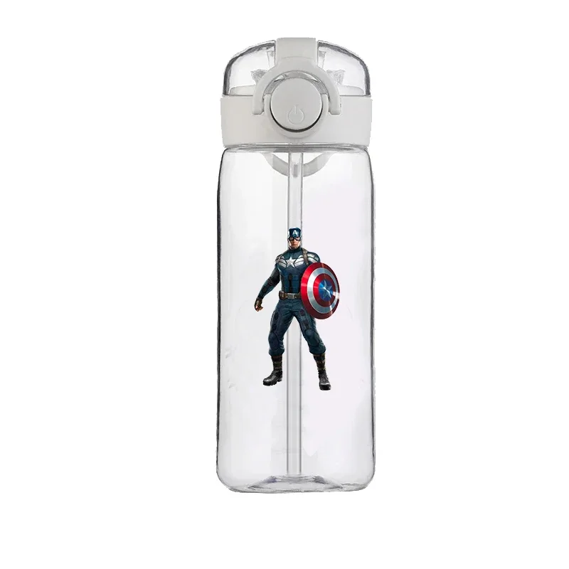 Marvel-Tasse à eau portable en plastique avec paille, services.com America, Anime, Enfants, Étudiant, École, Homme, Cadeau de Noël, 400ml, Nouveau