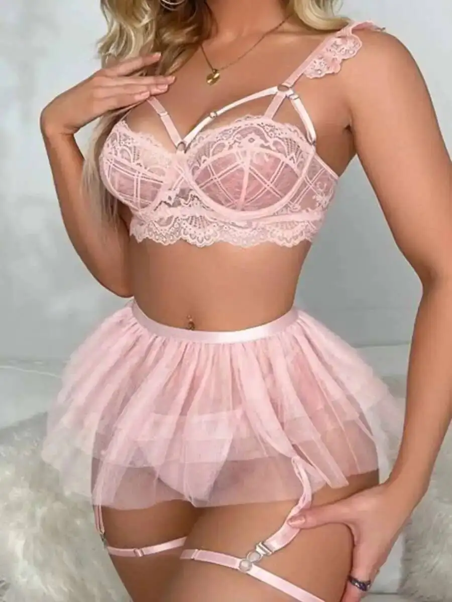 

Сексуальные комплекты юбок с цветочной вышивкой, бюстгальтер, кружевные подтяжки, открытая спина, нагрудная юбка без рукавов, красивые очаровательные элегантные комплекты XRIQ