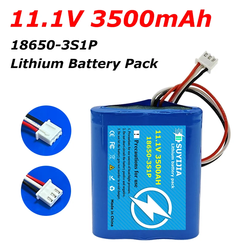 11,1 V 3500 mAh Lithium-Akku 18650 3S1P wiederaufladbarer Akku mit integriertem BMS, geeignet für Solar-Überwachungskameras