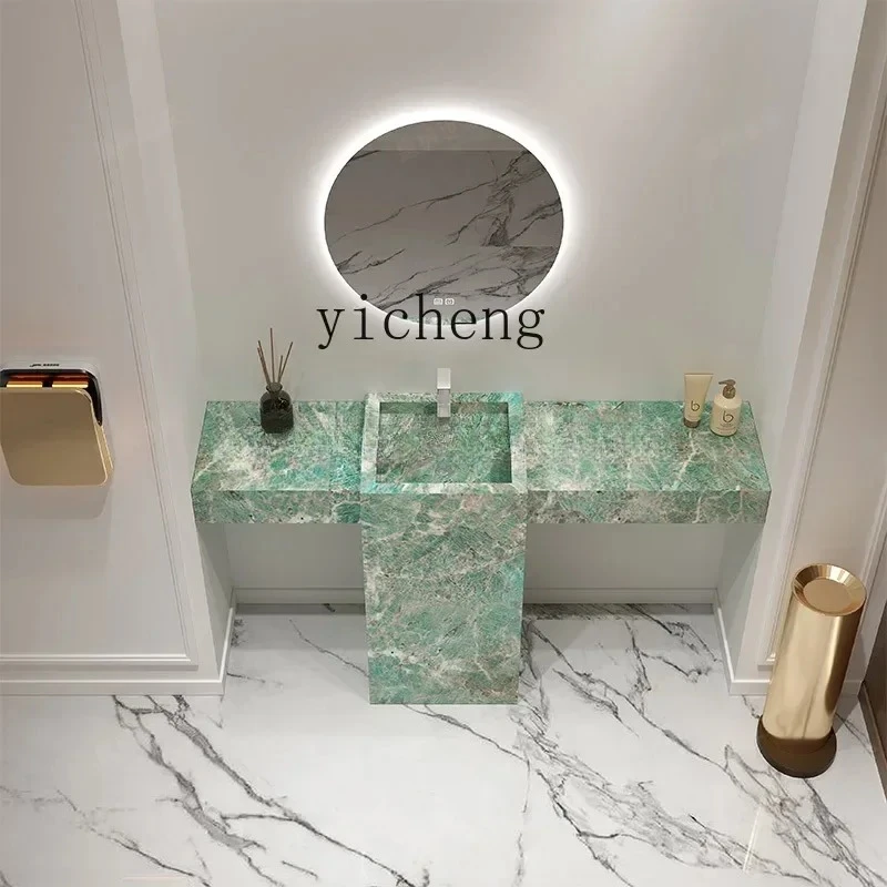 

W31- rock slab column basin integrated bathroom cabinet floor type outdoor washbasin column type washbasin