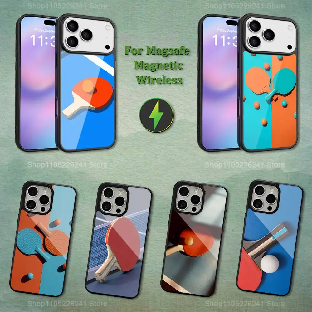 

Table Tennis Art Rackets For iPhone 16,14,13,15,11,12,17,Plus,Mini, Pro,For Magsafe,Max,Magnetic Wireless Charging Case