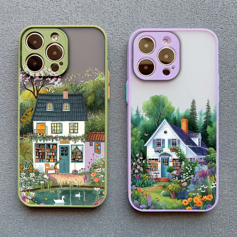 

Nature Forest Bookstore Phone Case For iPhone 17 16 15 11 12 14 13 Pro Max Mini X XS XR 7 8 Plus SE Shockproof Hard Cover Fundas