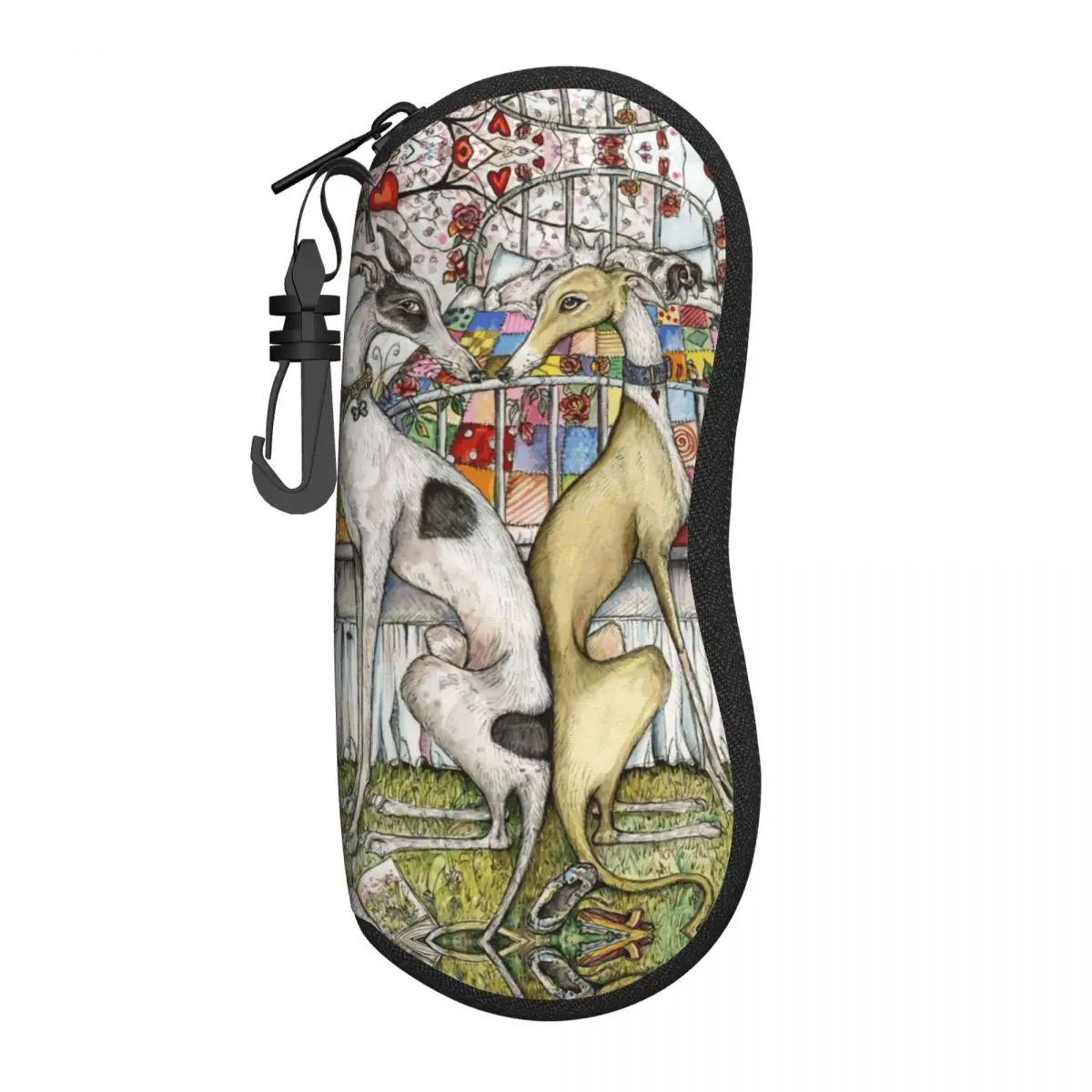 Custom Vintage Whippet Greyhound Dog Sunglasses Soft Case Neoprene Zipper Hound Shell Eyeglass Case Protective Box For Glasses