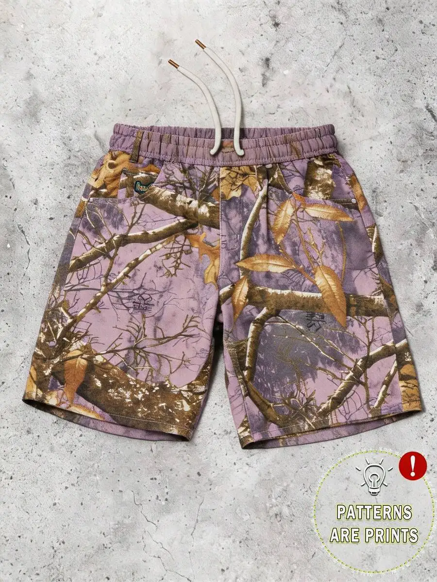 

Mens Camouflage Print Casual Shorts With Drawstring Waist