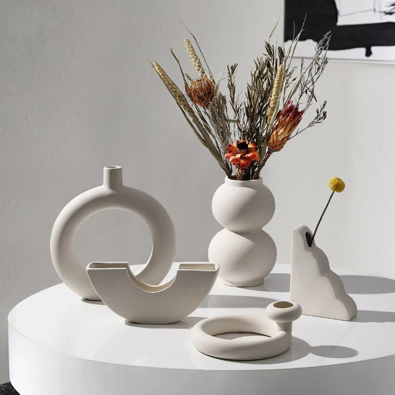 

Dried Flower Vase Decoration and Table Accessories Home Decor Plain Embryo Ceramic Vases Ornaments Living Room Decoration Vase