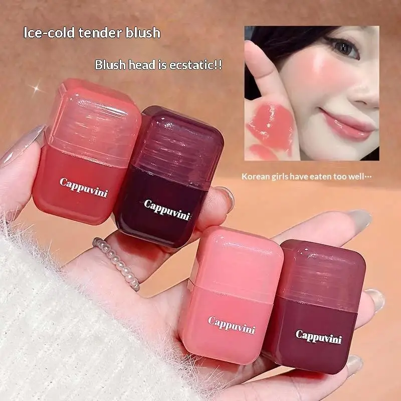 Cappuvini Mini Moisturizing Liquid Blush Energetic Sweet Cheek Rouge Blusher Long-Lasting Easy To Apply Naturally Breathable