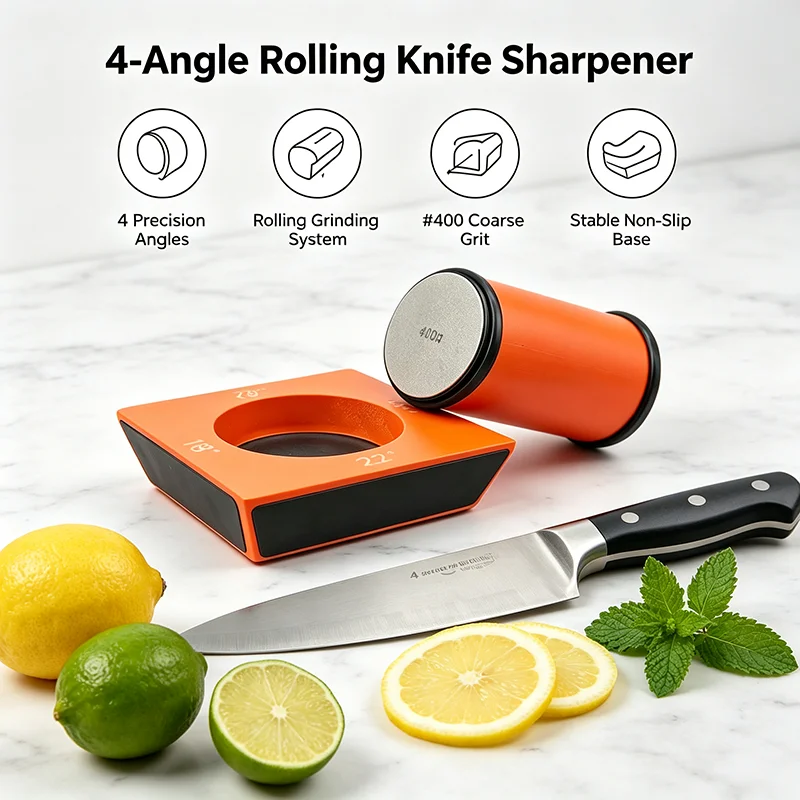 4 Angles Rolling Knife Sharpener Kit Straight Edge Roller Knife Sharpening With Industry Diamonds Whetstone Chef Knife Set Tools