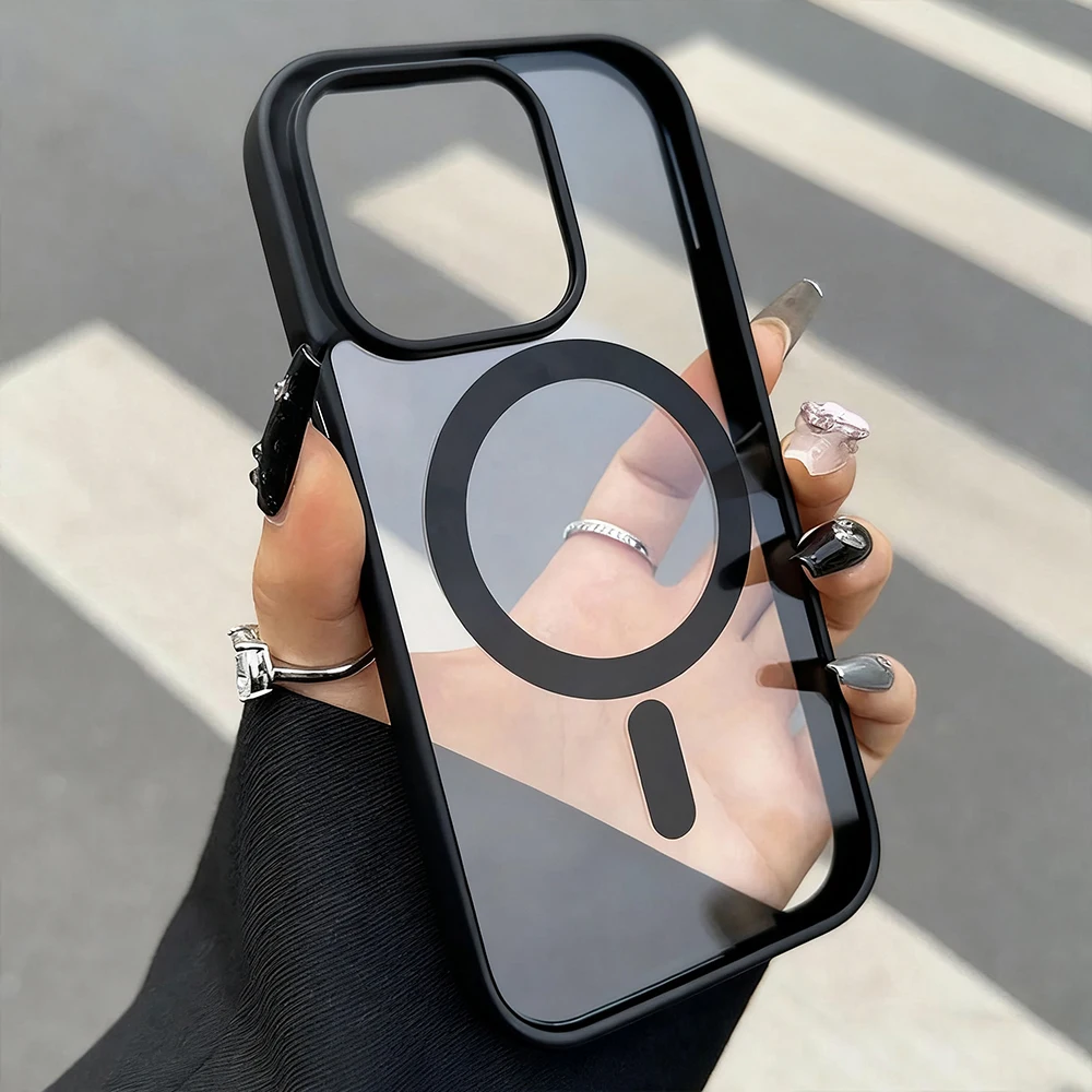Luxury Magnetic Wireless Charge For Magsafe Case For iPhone 17 Pro Max 16 15 13 12 11 14 Pro Shockproof Bumper Transparent Cover view 5