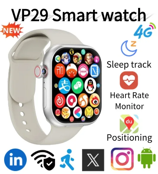 

Модернизированные умные часы VP29 4G, полная сеть, Android 2,29 дюйма, вращающаяся камера, SIM-карта, GPS, WIFI, NFC, поддержка магазина Google Play