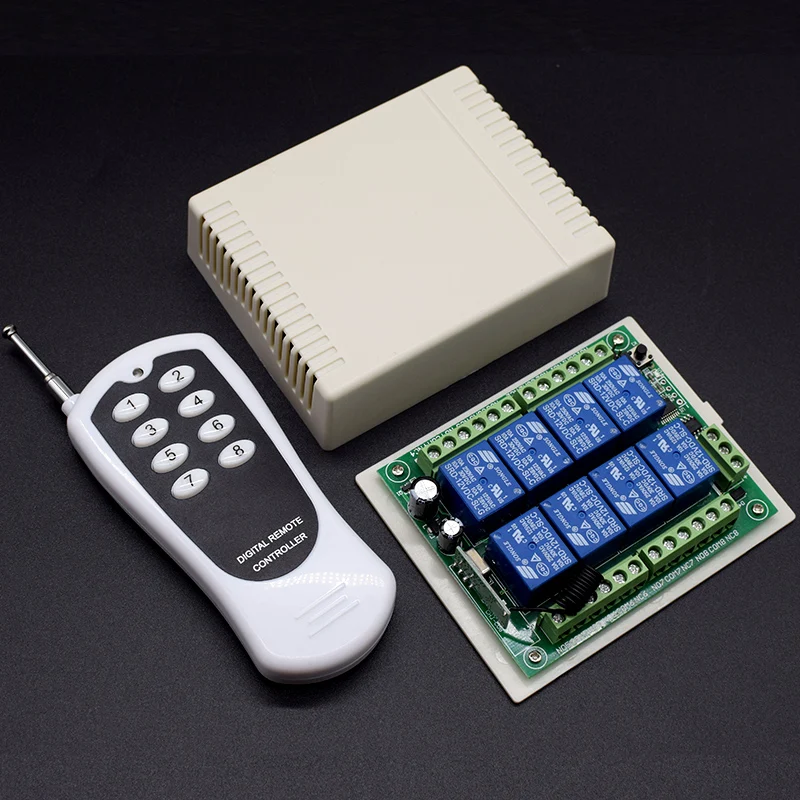 

DC 24V 12V 8CH channel RF Wireless Remote Control Relay Switch System receiver And Transmitter 8CH 433MHz Remote Control