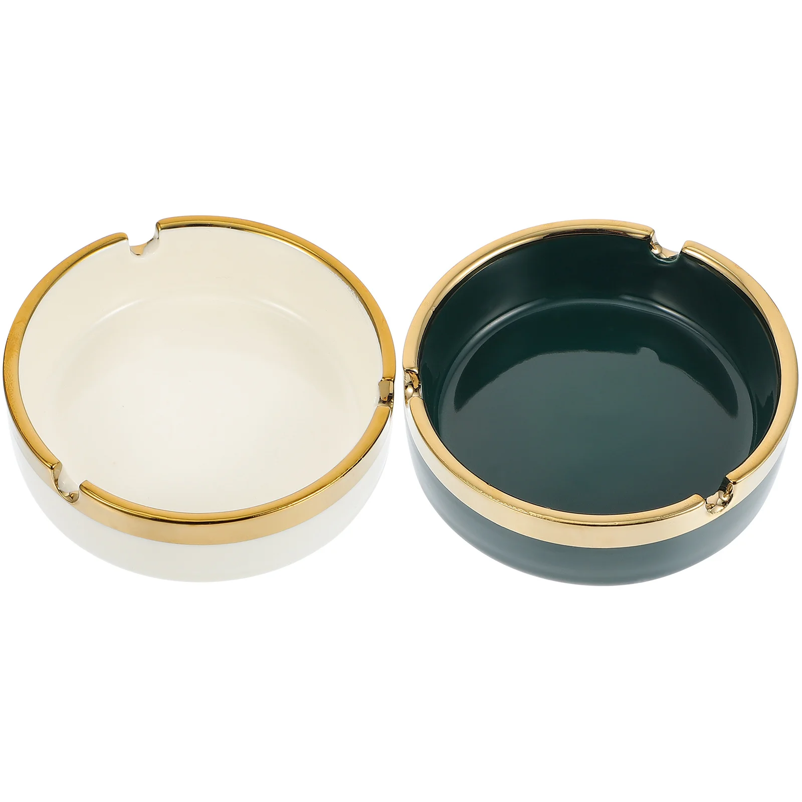 

2 Pcs Home Ashtray Glazed Pottery Cigar Accessories Ornament Round Hotel Desktop Adornment Decorative