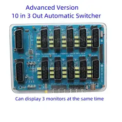 10 Input 3 Output Automatic switcher 10 way in SCART ( EUR ) and 3 way out ( 2*SCART European output + 1 RGBS RCA output)