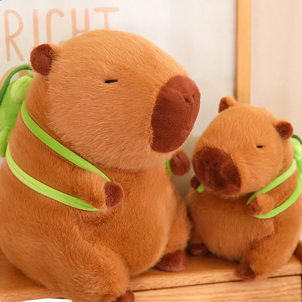 Small Capybaras Plush Toys With Turtles Backpack Comfortable PP Cotton Hugging Doll For Sofa Car Bedroom