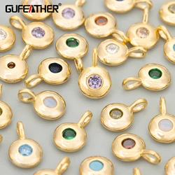 GUFEATHER,10pcs/lot,ME64,jewelry accessories,18k gold rhodium plated,copper,nickel free,zircon,charm,diy pendants,jewelry making