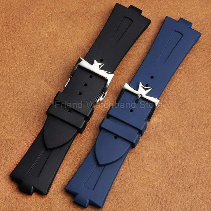 Special Convex Interface 8.5x25mm Rubber Watch Bracelet for Vacheron Constantin Overseas 47040 47450 49150 Premium Wristband