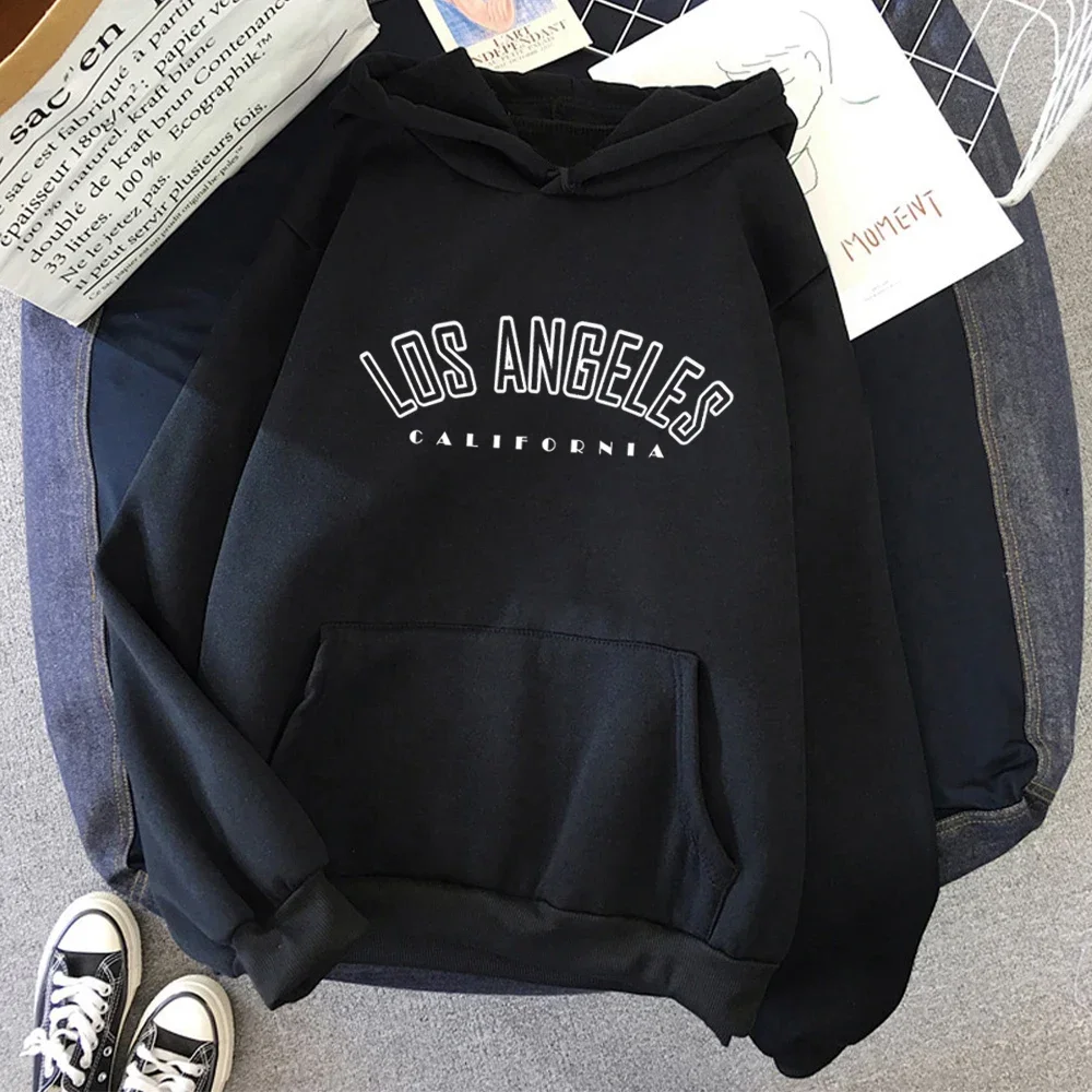 Streetwear Los Angeles Hoodies Letter Print Sweatshirts Men Women Los Angeles Casual Long Oversized Harajuku Pullover