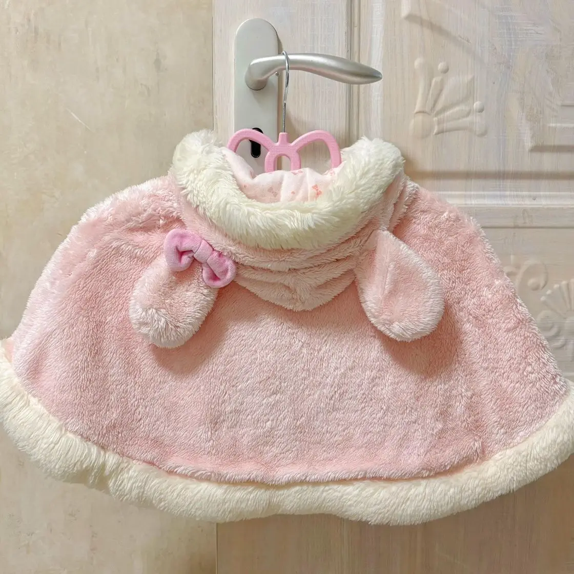 Japanese Sweet Girl Mezzo Cute Rabbit Ears Cloak Autumn Winter Plush Coat Shawl All Match Daughter's Clothing Y2k Accessories