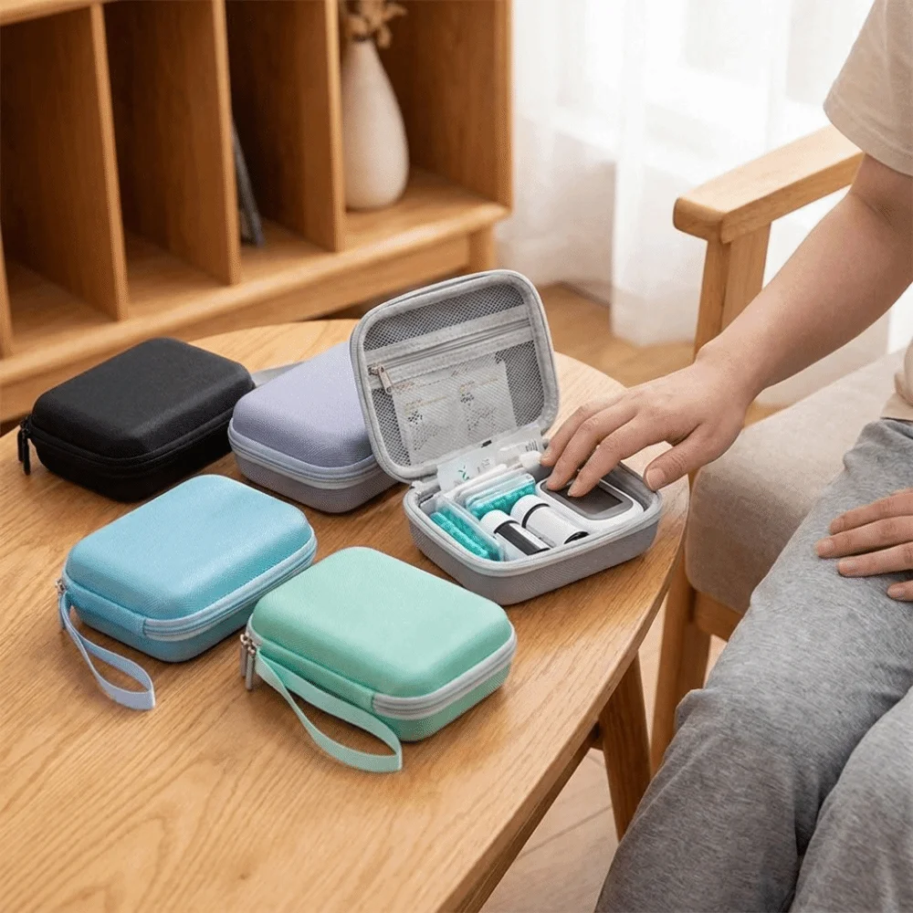 EVA Glucose Meter Storage Box Large Capacity Thickened Hard Shell Storage Box Shockproof Waterproof Insulin Organizer Trave