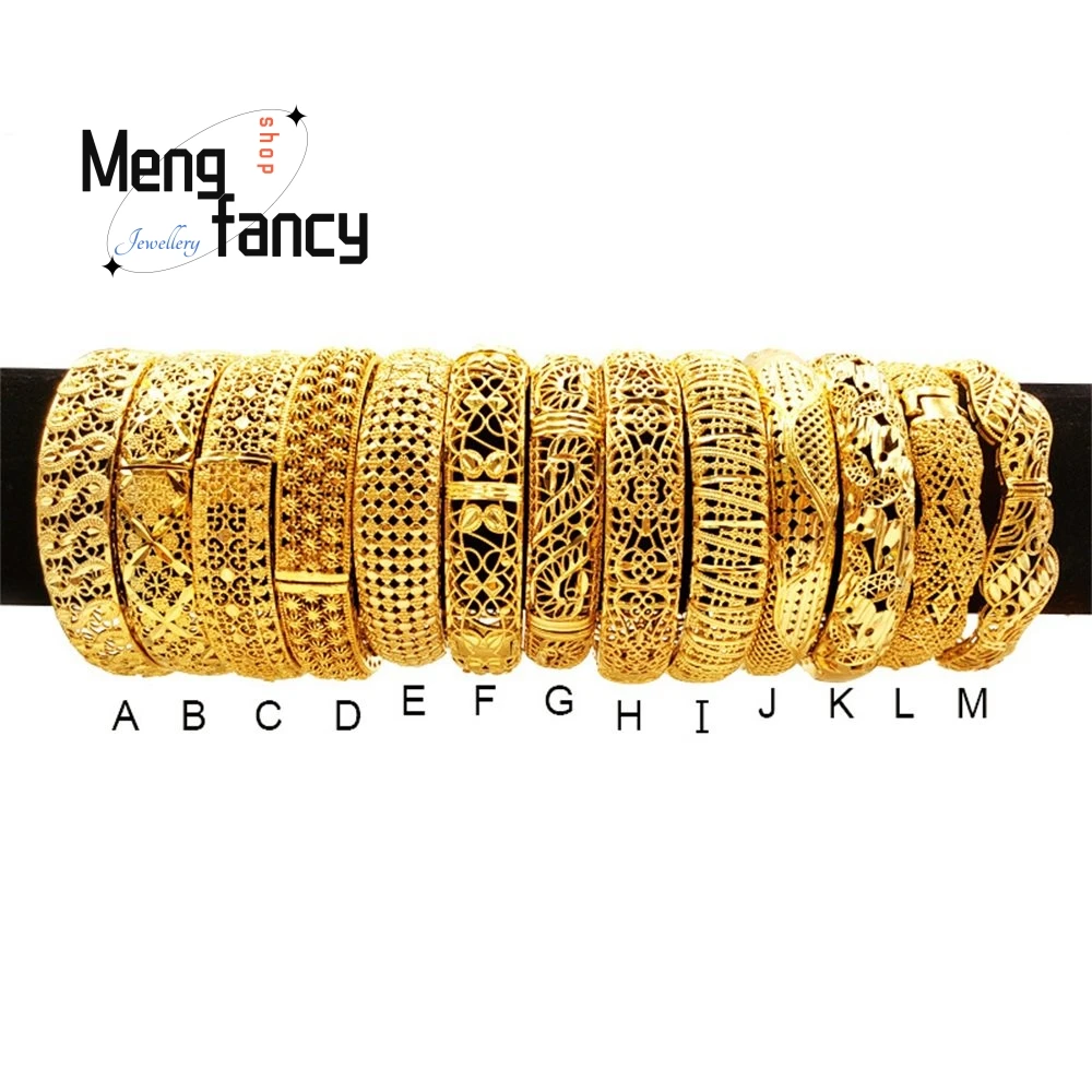 

Sand Gold 24K Openwork Bracelet With Fashion Luxury Charms Fine Jewelry Sets Women Designer Bangle Wedding Souvenir Holiday Gift