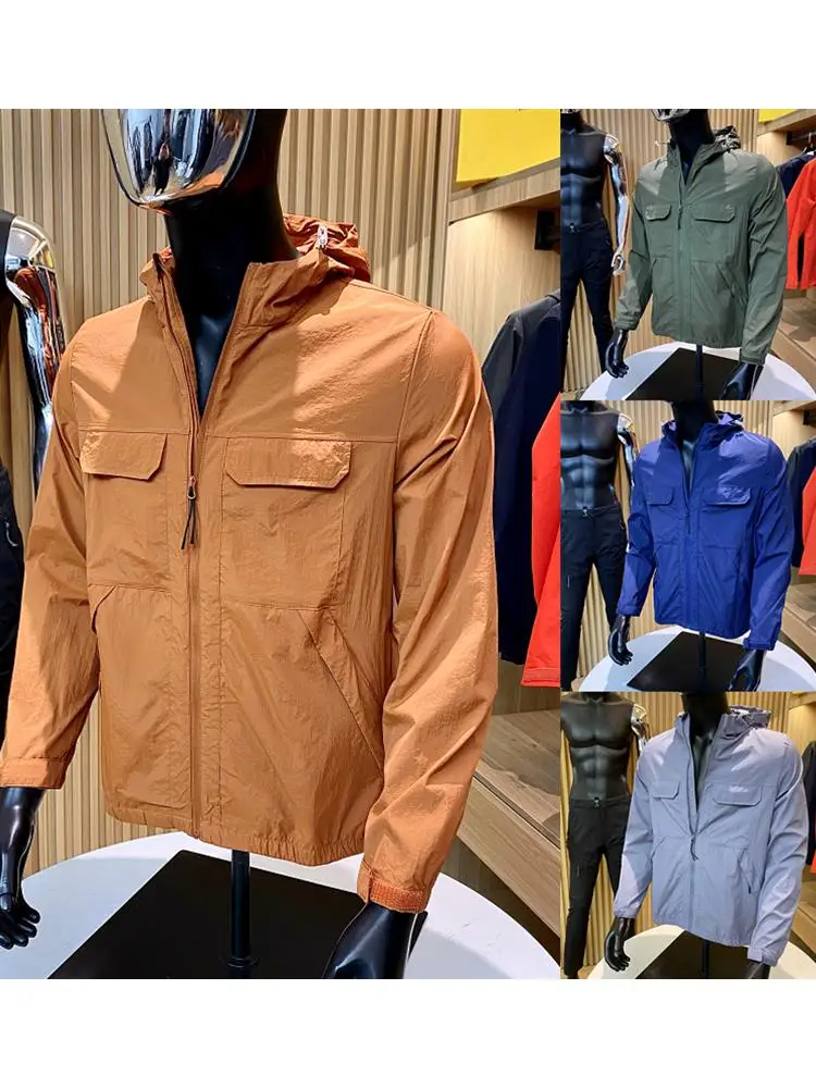 

Мужская дышащая водонепроницаемая защита от ультрафиолета, весна-лето, Новое поступление, рабочая одежда, длинная куртка с капюшоном и застежкой-молнией...