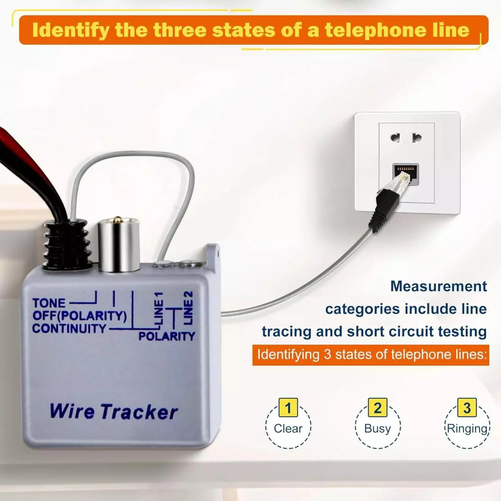 200EP Wire Tracer Kit Tone Generator Probe Network Cable Tester Tracer with Audio Visual Indicator for RJ11 RJ45