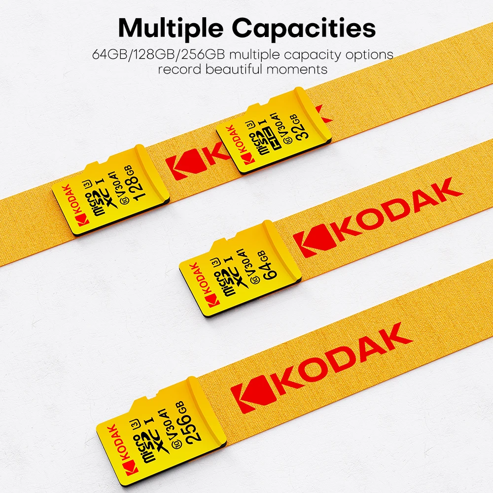 Kodak 100% Original Micro SD Card 128GB Class 10 Memory Card 64GB Flash Card 32GB V30 U3 Flash Memory Card for Driving Recorder