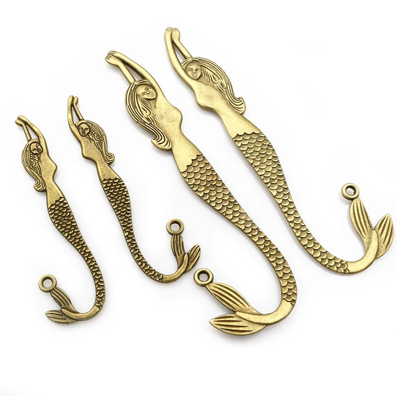 2-5 szt. Zawieszki w stylu Vintage syrenka z brązem ze stopu cynku zawieszki do zakładek naszyjnik Metal DIY biżuteria akcesoria