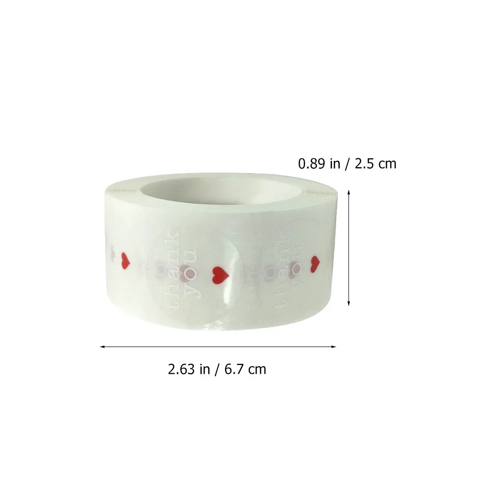 500Pcs Transparent Label Stickers Featuring Thank You and Red Heart Design for Packaging Sealing Greeting Cards Gifts Decorative