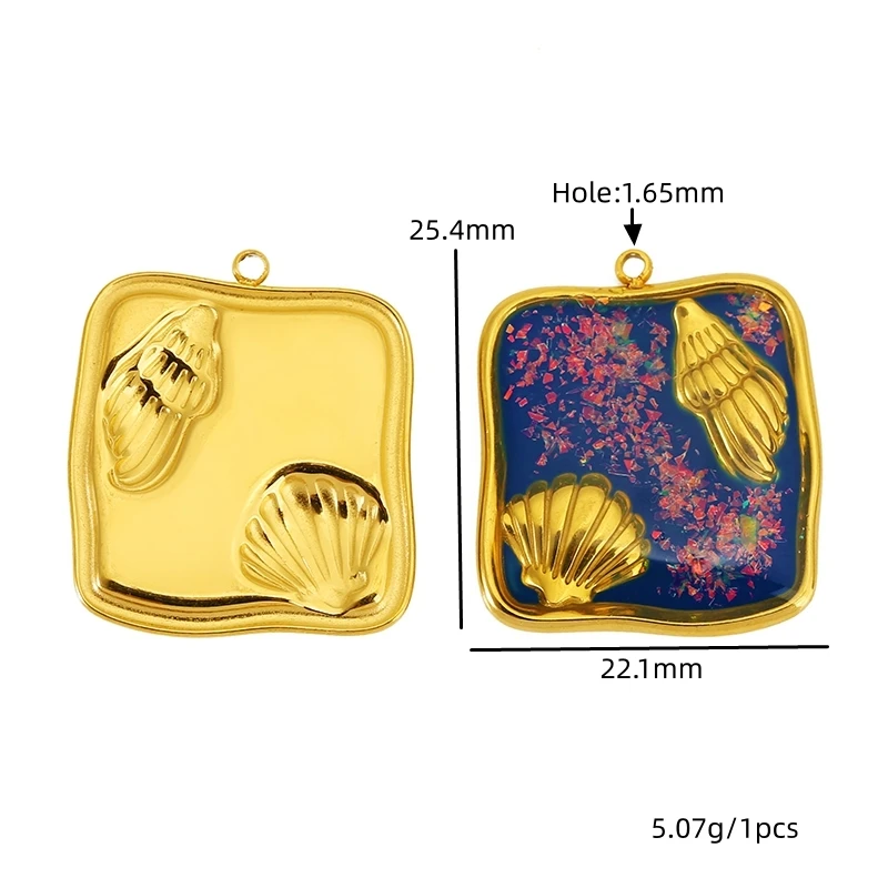 2pcs Stainless Steel Turtle Crab Conch Starfish Ocean Series Geometric Charms Pendant for DIY Necklaces Earrings Jewelry Making - view 5