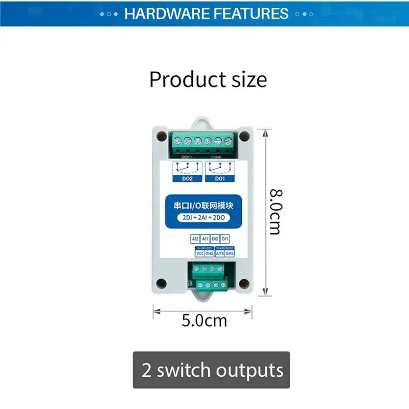 Stylish-2X MA01-AACX2220 RS485 2DI+2AI+2DO Modbus RTU I/O Network Modules With Serial Port For PLC/Touch Display 2 Switch Output