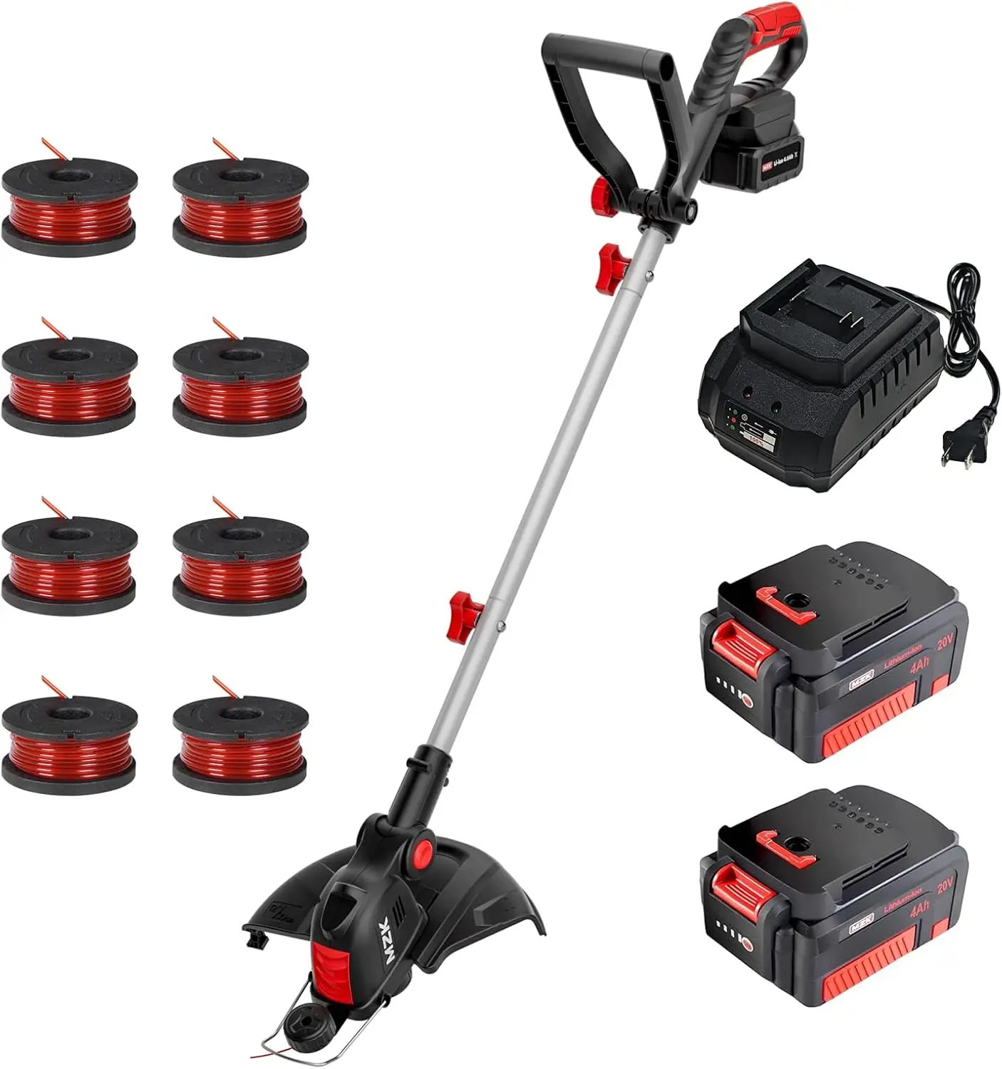 

12" Cordless String Trimmer & Edger, 20V Weed Trimmer with 8 Spools, Auto Line Feed, 2x2Ah Batteries & Charger Included