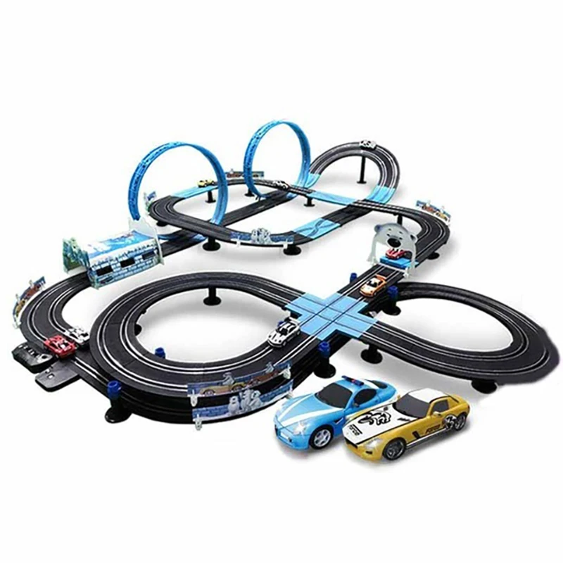 Set di giocattoli per binari ferroviari elettrici doppio telecomando per auto da corsa pista Autorama Circuit Voiture Toy per regalo per bambini