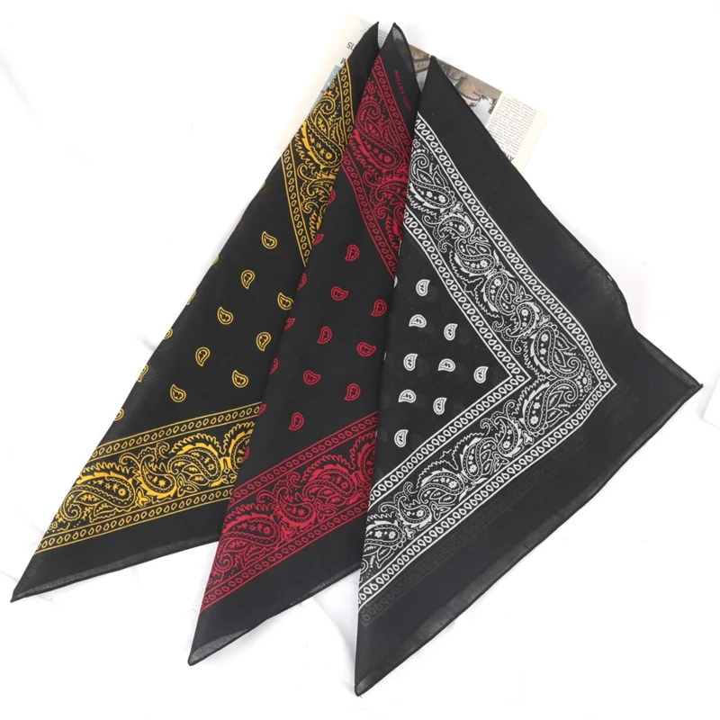 Pañuelo de algodón Unisex, pañuelo de Hip Hop, banda para el pelo negra, bufanda para el cuello, gorros deportivos, muñequeras, pañuelos cuadrados para la cabeza