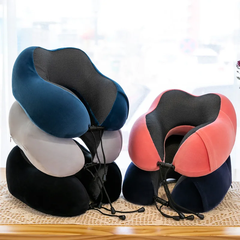 

New Memory Foam U Shaped Neck Pillow - Soft Travel Companion with Massage Feature, Ideal for Airplane, Car & Cervical Support