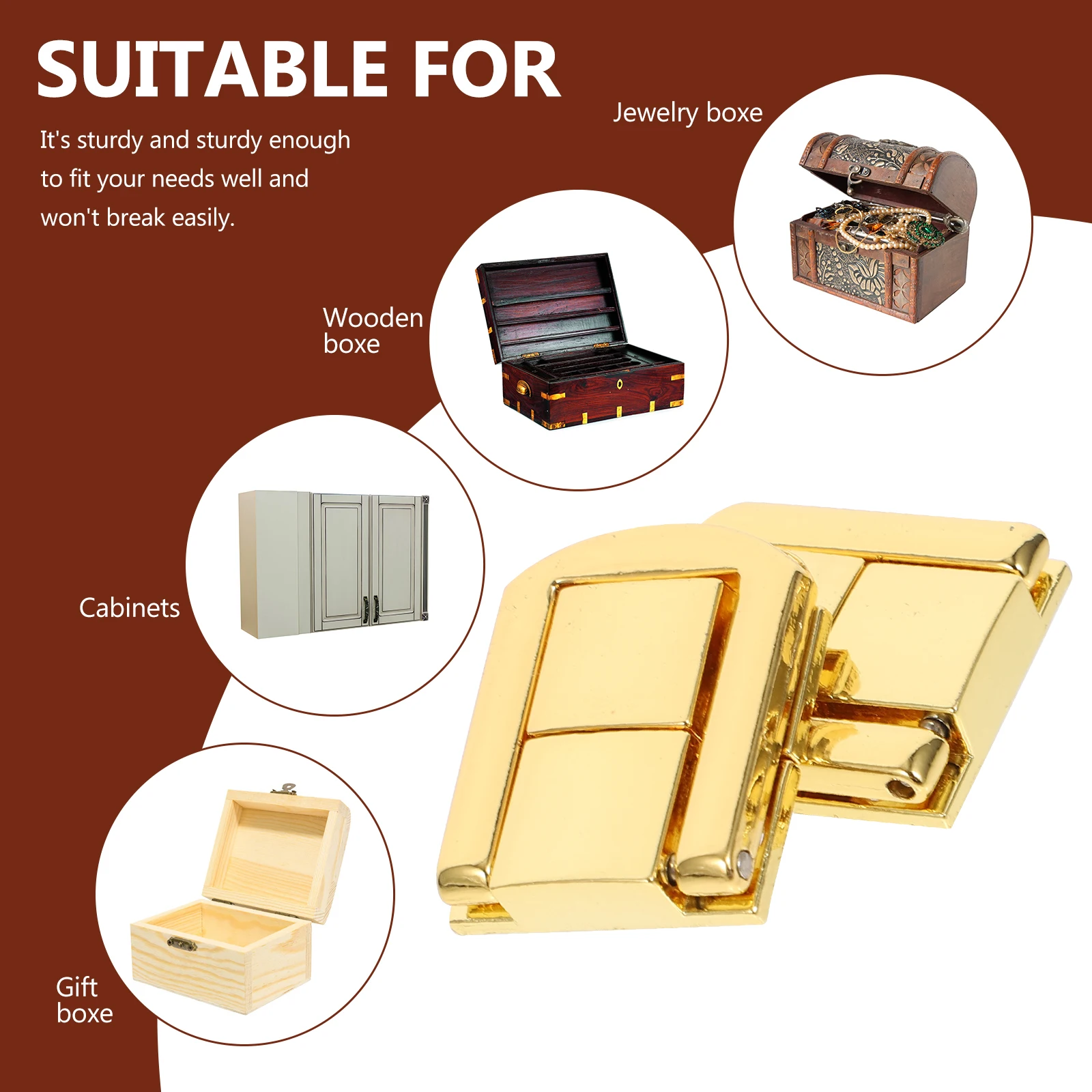 

10pcs Zinc Alloy Latches Durable Hardware for Boxes Wooden Chest Buckle Accessories Golden Catches Sturdy Locks