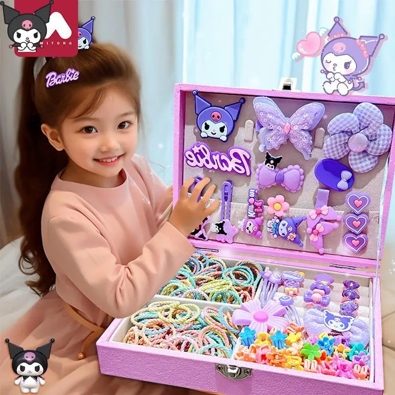 

Hello Kitty Kuromi Kawaii Hair Card Headdress Hair Clip Gift Box Set Anime Cartoon Little Girl Birthday Gift Jewelry Box Sanrio