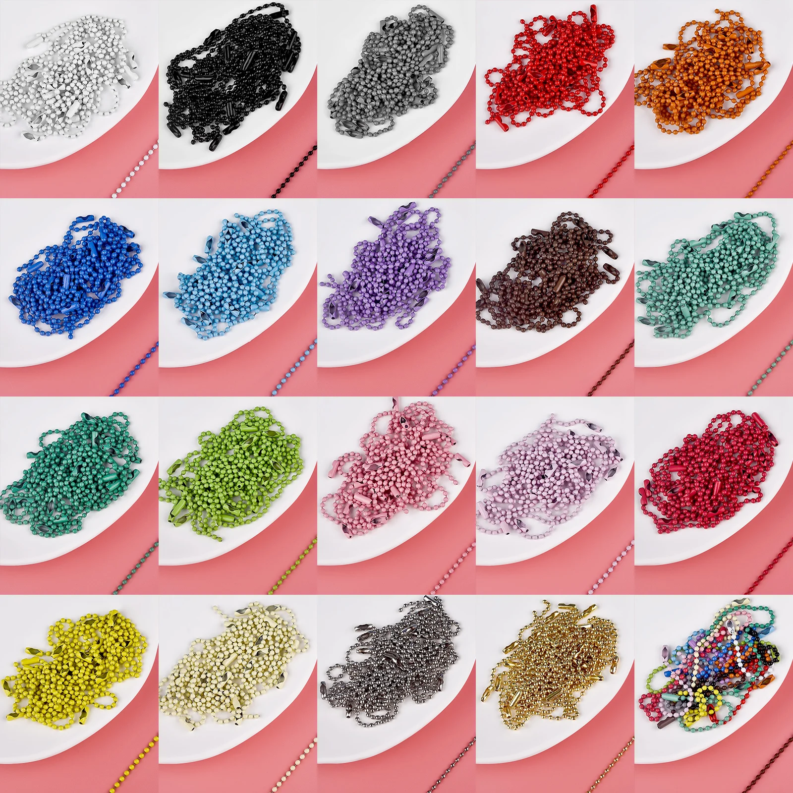 20 piezas cadenas de cuentas de bolas que se adaptan a llavero/muñecas/etiqueta conector de etiqueta de mano para pulsera DIY accesorios para hacer joyas 12cm de largo