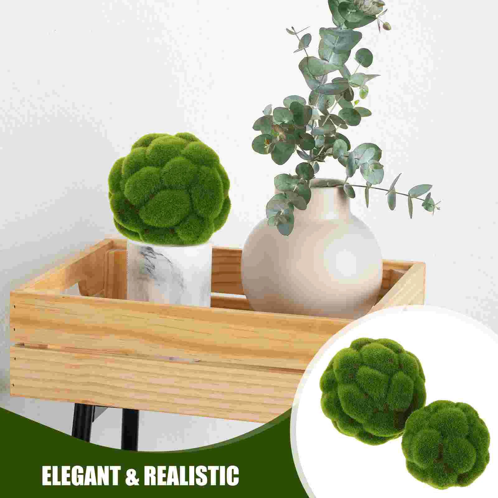 2 Pcs Simulated balls Decorative Artificial Green Plants Lightweight Fade Resistant Safe Materials Garden Topiary Grass