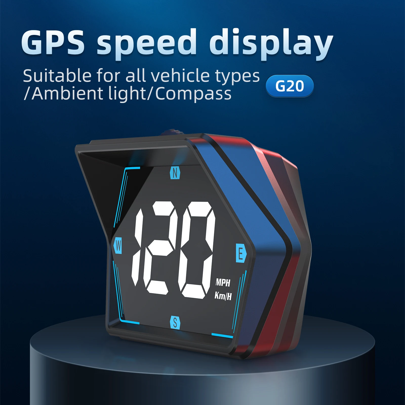 HD GPS Head-up Display G20 Big Font Digital Speedometer for All Cars MPH Km/h Universal Heads up Display with bracket Compass