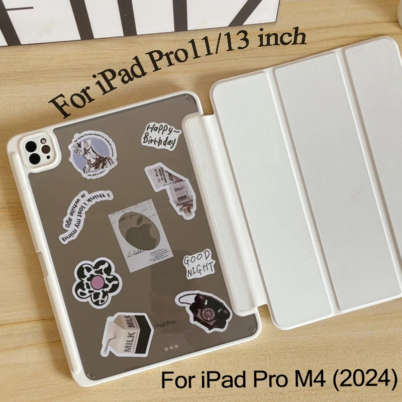 Hybrid Slim Case for New iPad Pro11 M4 2024 IPad 10th Gen Air5 4 Air11 Pro11 M2 Clear Transparent Back Shell iPad 7/8/9th 10.2''