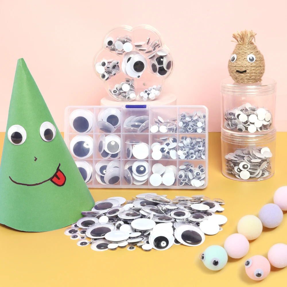 

50-500Pcs/Pack Plastic Movable Eyes Black With White Self Adhesive Doll Eyes For DIY Gift Stuffed Toys Parts Doll Accessories