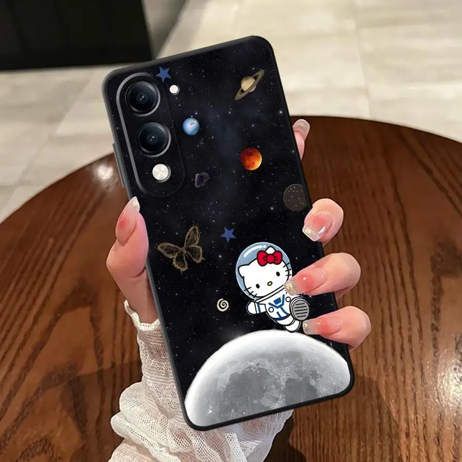 Case for Vivo Y71 Y91 V27 V21E V23 Y52S Y93 V25 V30 Y75 Y81 Y53S Y50 Y95 Y51S Y78 V29 Soft Back Phone Cover Cartoon Cat Hello